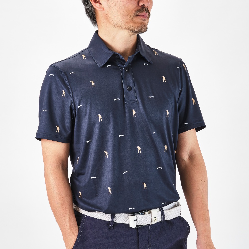 ゴルフ用品 SEVE BALLESTEROSポロシャツ SAVE 斜めアルファベットポロシャツ＆ シルエットロゴ