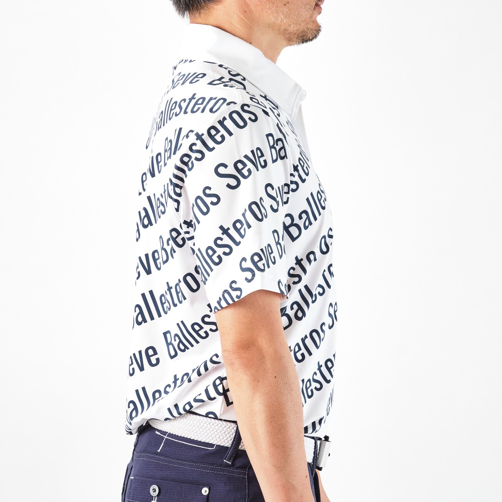ゴルフ用品 SEVE BALLESTEROSポロシャツ SAVE 斜めアルファベットポロシャツ＆ シルエットロゴ
