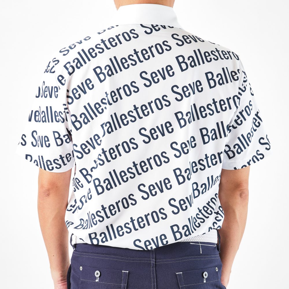 ゴルフ用品 SEVE BALLESTEROSポロシャツ SAVE 斜めアルファベットポロシャツ＆ シルエットロゴ