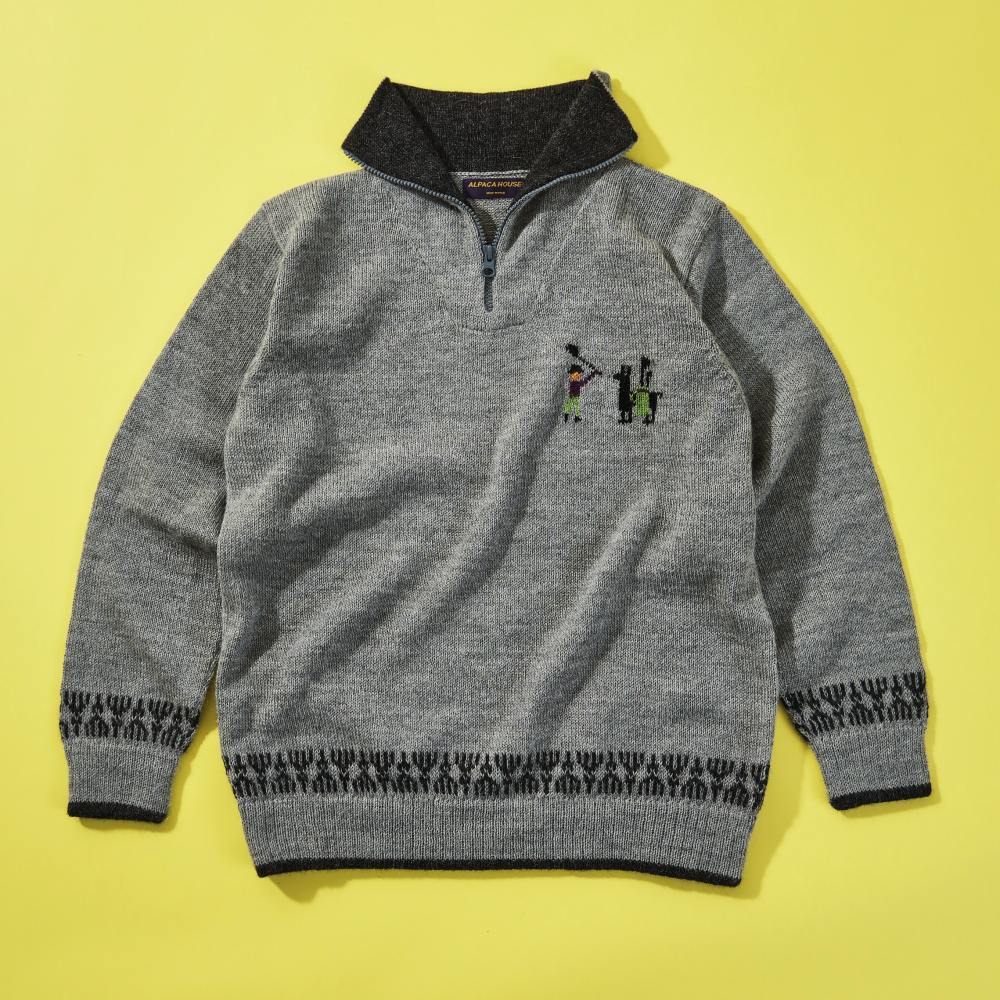 インポートハウス アルパカ100％ゴルフ柄ハーフジップセーター