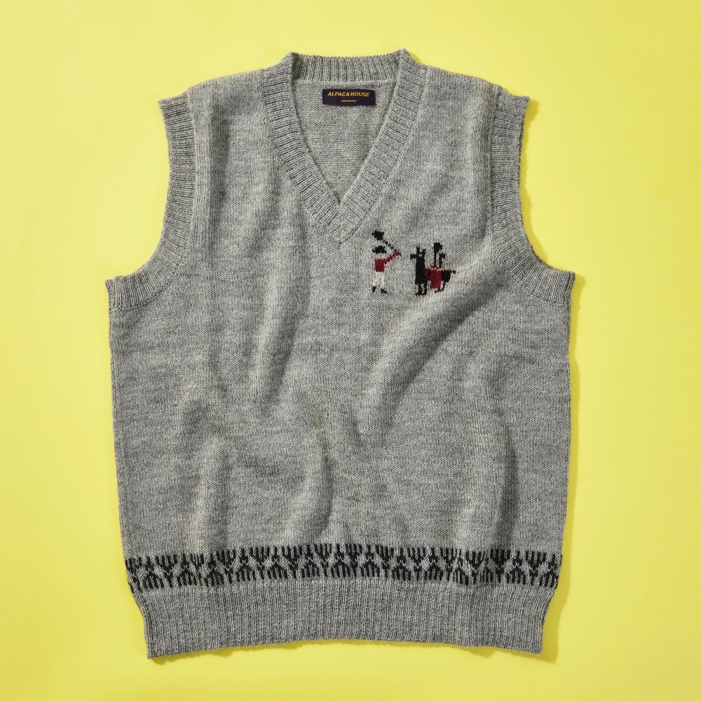 インポートハウス アルパカ100％ゴルフ柄ベスト【暖かく、なめらかで