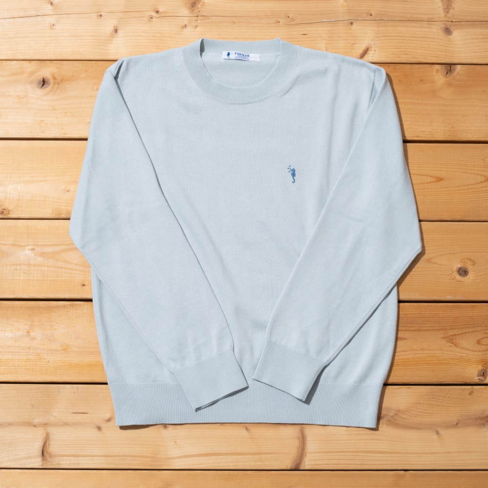 フクゾー FUKUZO ジップアップニット M ダブルフェイス タツノオトシゴ 婦人コットン中タツハイネック半袖 （ニット・セーター）｜FUKUZO