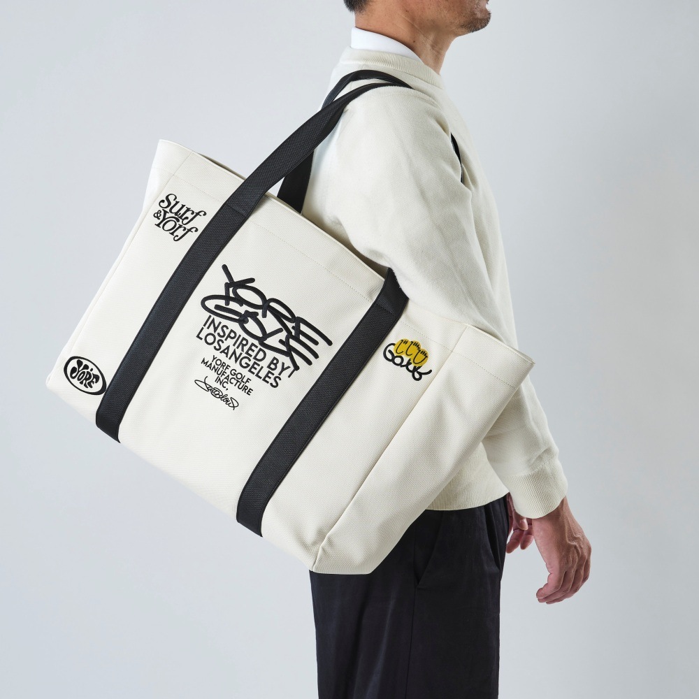 YORF＞ロゴ刺繍ビッグトートバッグ【存在感のあるグラフィック刺繍が