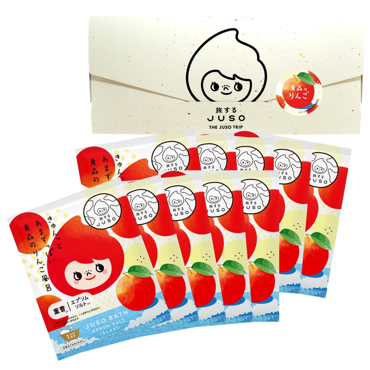 JUSO BATH POWDER りんご 10包入り（重曹バスパウダー 林檎）