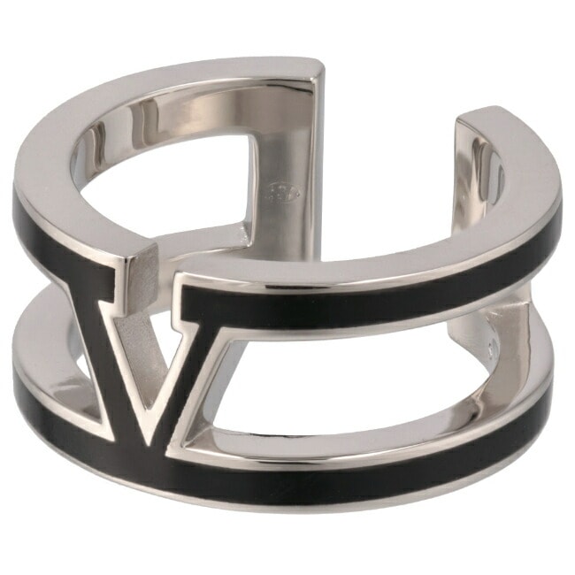 ヴァレンティノ ガラヴァーニ/VALENTINO GARAVANI 指輪 メンズ RING | VLOGO SIGNATURE | METALLO/SMALTO リング PALLADIUM/NERO 2023年秋冬新作 3Y2J0Q83-GMU-P0N