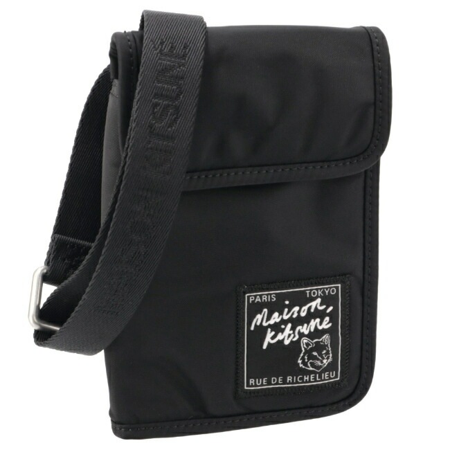 【SALE】メゾンキツネ/MAISON KITSUNE バッグ メンズ NYLON NECK POUCH ショルダーバッグ BLACK 2023年秋冬新作 LM05362WQ1001-0011-P199