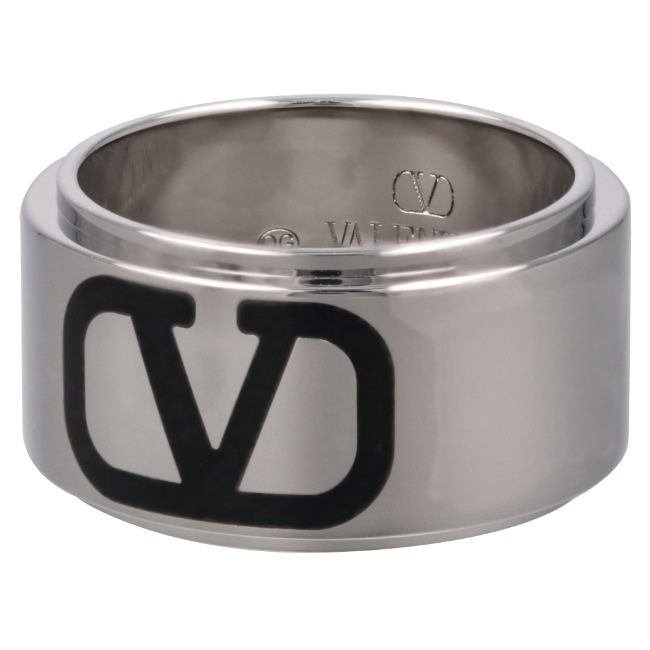 ヴァレンティノ ガラヴァーニ/VALENTINO GARAVANI 指輪 メンズ RING | VLOGO SIGNATURE | METALLO/SMALTO リング PALLADIUM/NERO 4Y2J0R30-GMU-P0N