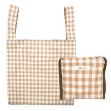 洗える＆たためるエコバッグ（【L】チェック×カフェオレ）|レディース|Gran cr&#233;er