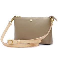 シュリンクレザーアクセサリーポーチ＆ショルダーストラップセット（トープ）|レディース|Gran cr&#233;er