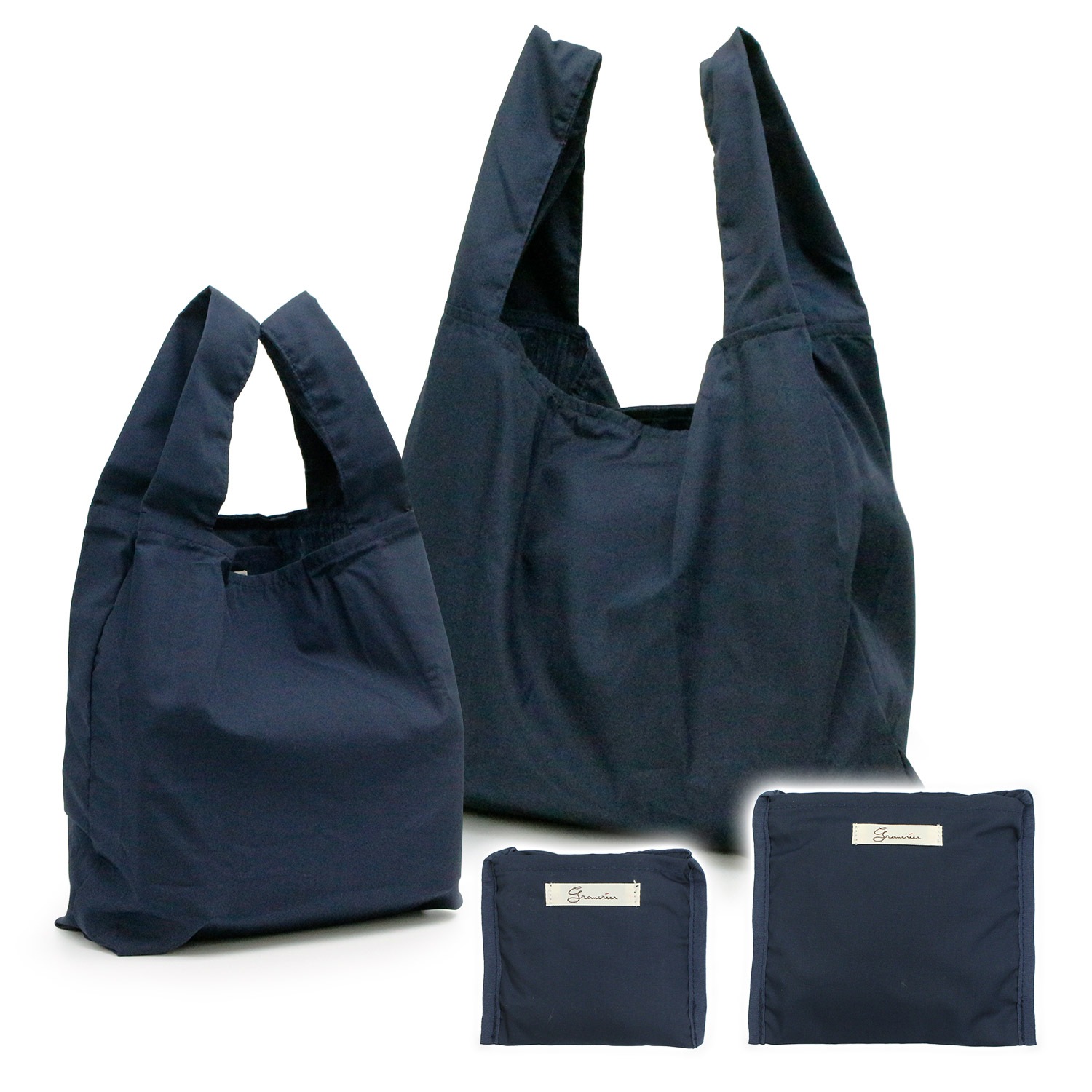 洗える＆たためるエコバッグ（【M/Lセット】クレンゼ×ネイビー