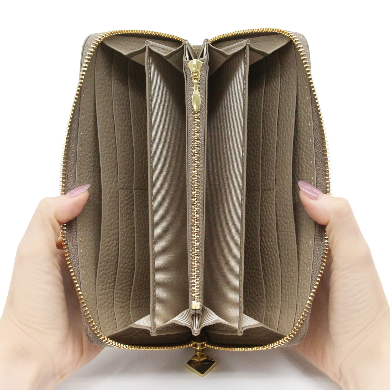 シュリンクレザーラウンドファスナー長財布（トープ） 【公式】Gran