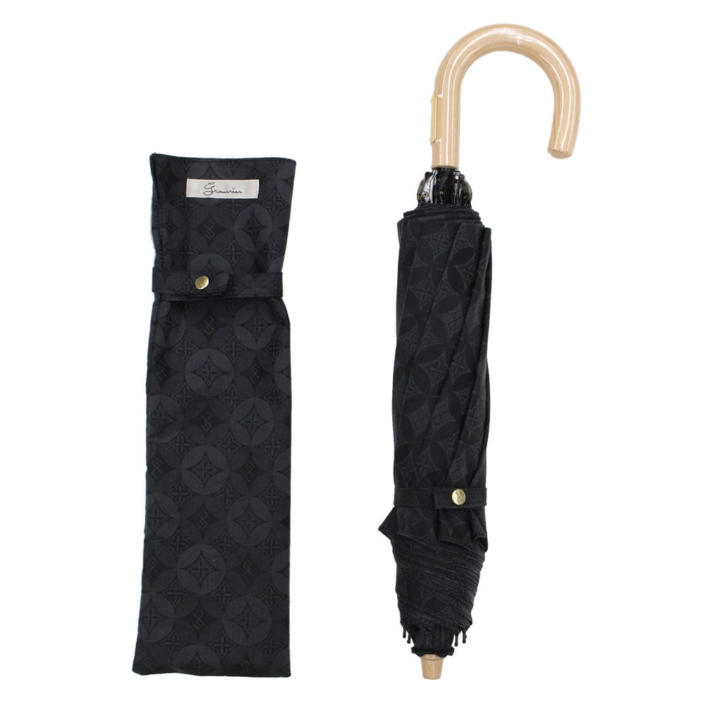 ふじやま織 長傘（漆黒） 〈長傘 or 折りたたみ傘が選べる〉長傘 折りたたみ傘 晴雨