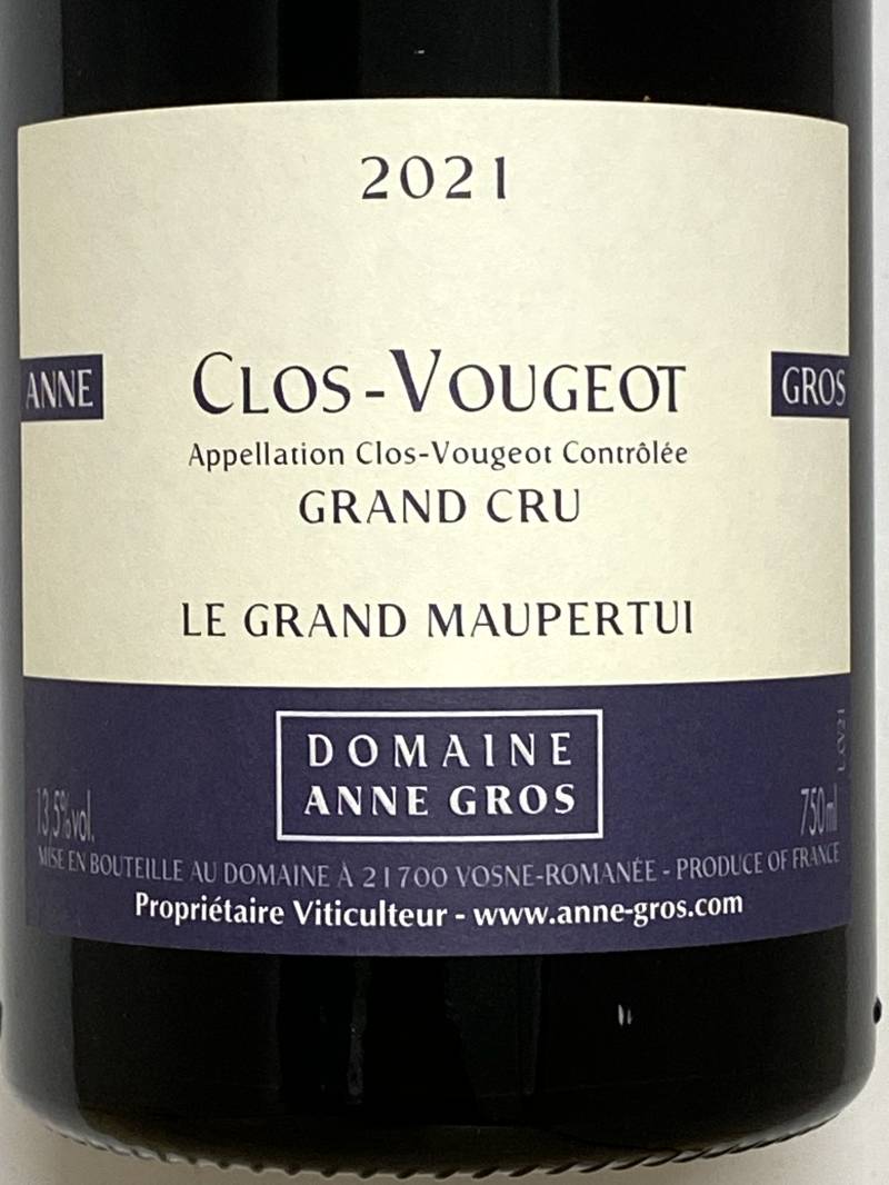 2021年 アンヌ グロ クロ ヴージョ ル グラン モーペルテュイ 750ml フランス ブルゴーニュ 赤ワイン