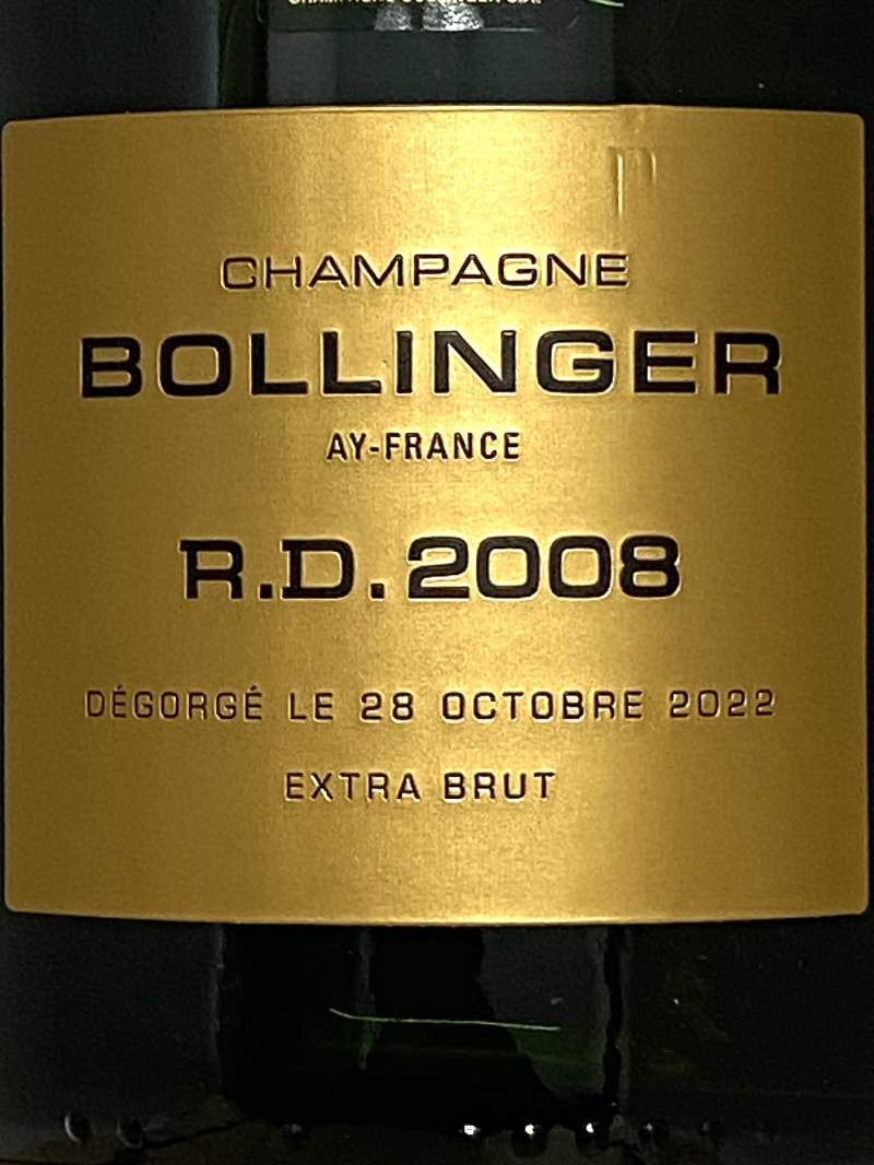 2008年 ボランジェ シャンパーニュ Ｒ.Ｄ. エクストラ ブリュット 750ml フランス シャンパン 木箱付き