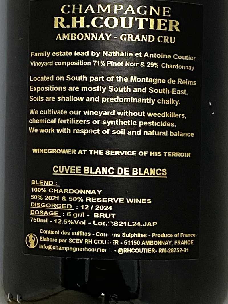 クーティエ シャンパーニュ ブリュット ブラン ド ブラン グランクリュ 750ml フランス シャンパン