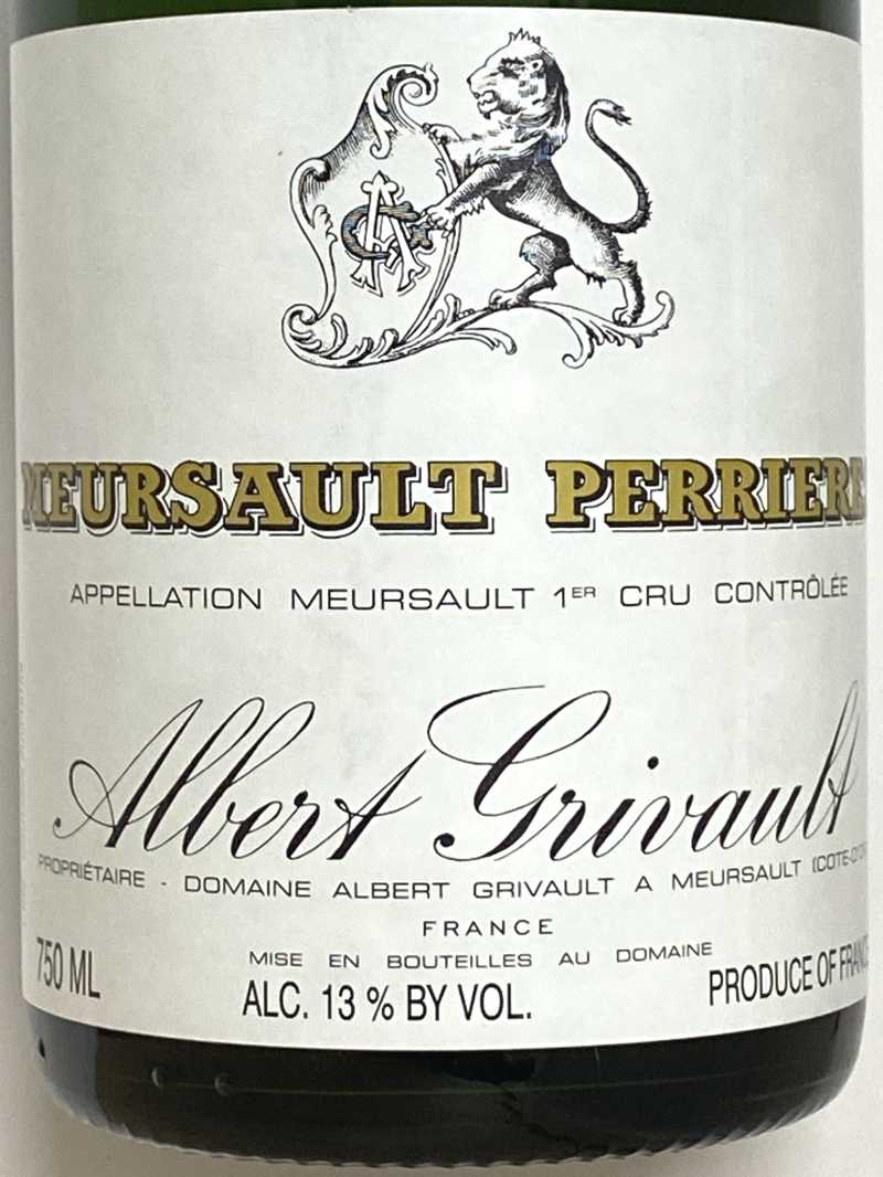 2022年 アルベール グリヴォ ムルソー ペリエール 750ml フランス ブルゴーニュ 白ワイン