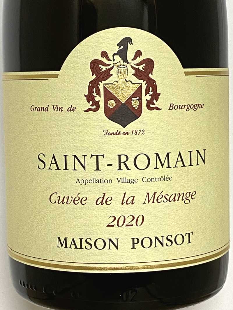 2020年 ポンソ サン ロマン キュヴェ ド ラ メサンジュ ブラン 750ml フランス ブルゴーニュ 白ワイン