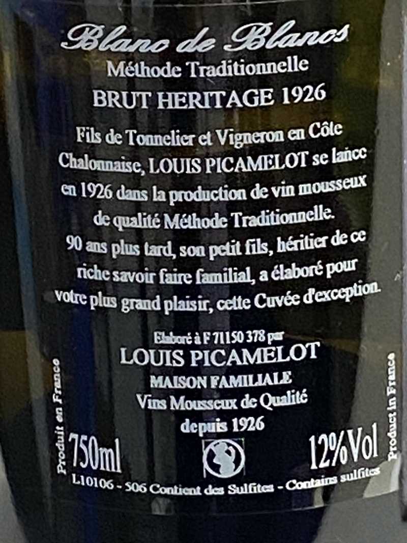 ルイ ピカメロ ブラン ド ブラン ブリュット エリタージュ 1926 NV