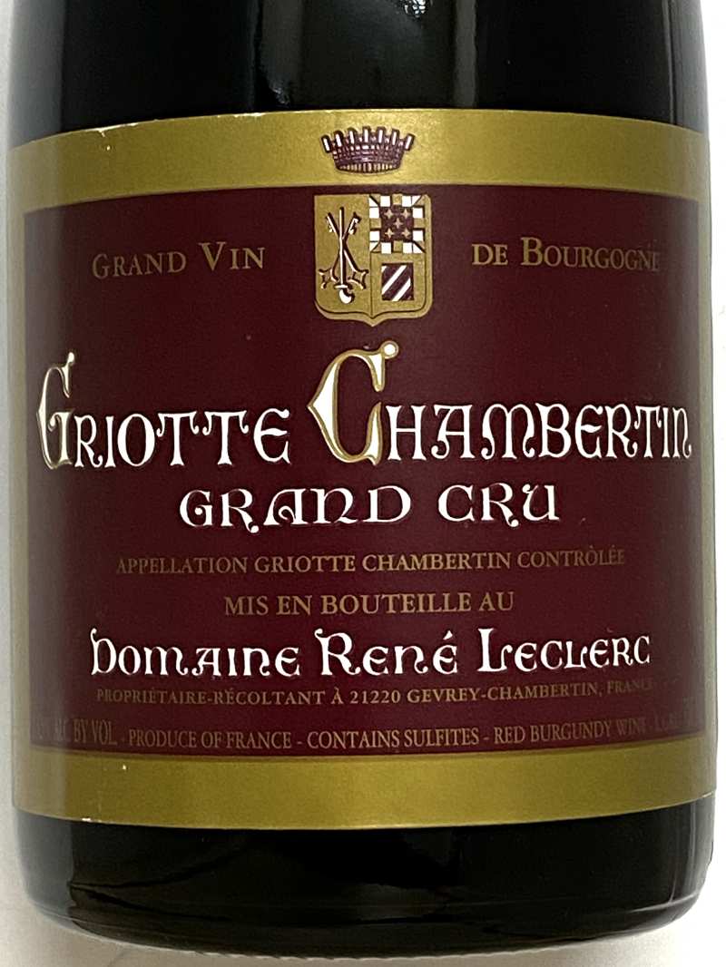 2018年 ルネ ルクレール グリオット  シャンベルタン 750ml フランス ブルゴーニュ 赤ワイン