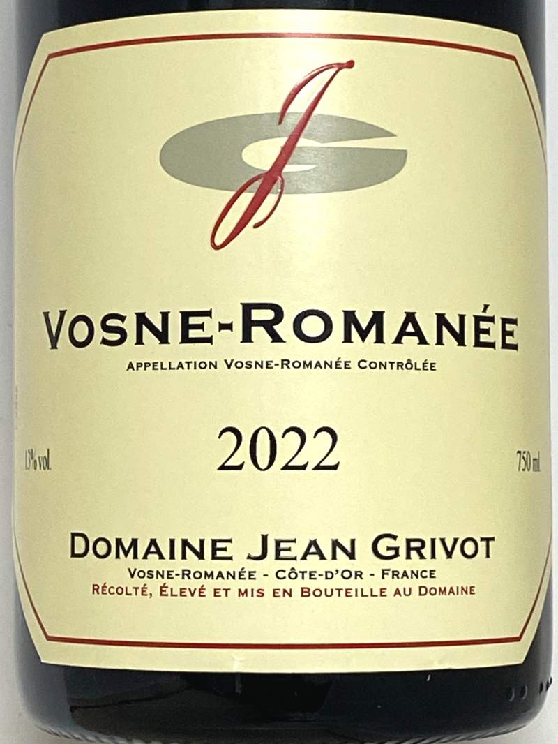2022年 ジャン グリヴォ ヴォーヌロマネ 750ml フランス ブルゴーニュ 赤ワイン