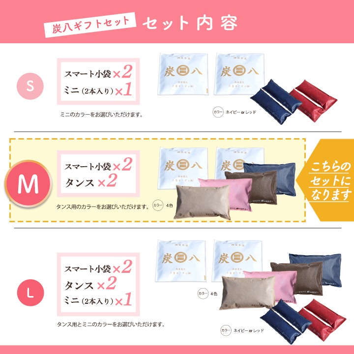 【熨斗対応可】炭八 ギフトM（スマート小袋×2袋・タンス用×2袋）【お中元、お歳暮に】
