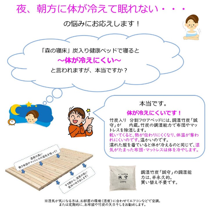 LIZUMO 森の寝床 3分割フロアベッドⅡSD セミダブルサイズ【メーカー直送】