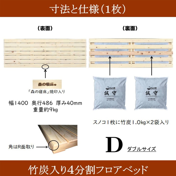 LIZUMO 森の寝床 4分割フロアベッドⅡD ダブルサイズ【メーカー直送】