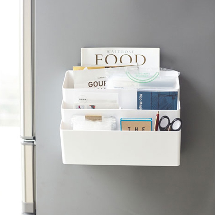 山崎実業 冷蔵庫横マグネット収納ポケット3段 プレート ホワイト 1個 80 日用品 山崎実業 グラニーレ Official Shop