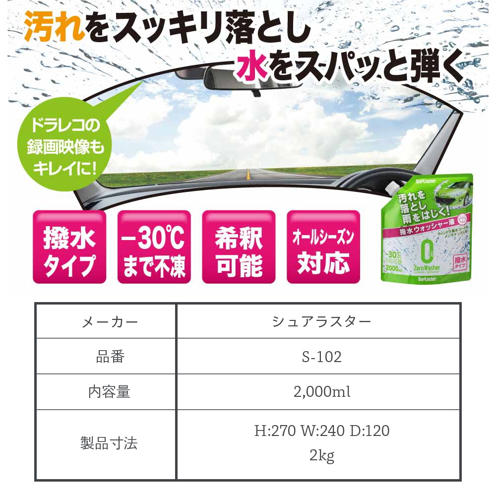 SurLuster シュアラスター ゼロウォッシャー撥水タイプ 2000ml S-102