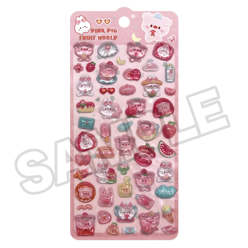【即納品】★メール便★つやぷくシール 02-PK ぶた＆うさぎ フルーツ