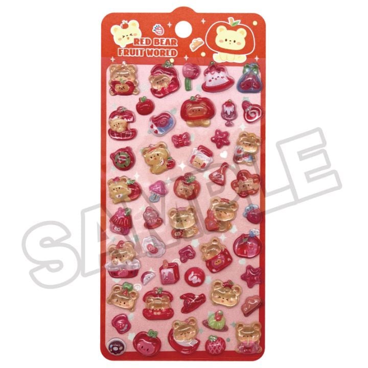【即納品】★メール便★つやぷくシール 03-RD くま りんご