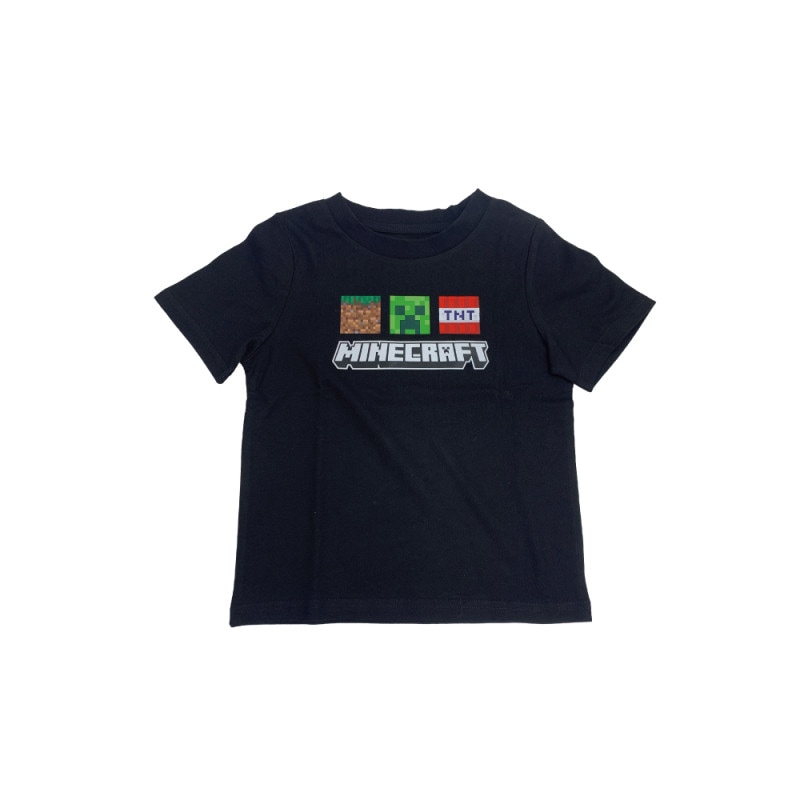 マインクラフト Tシャツ クリーパー&2ブロック ブラック 110cm