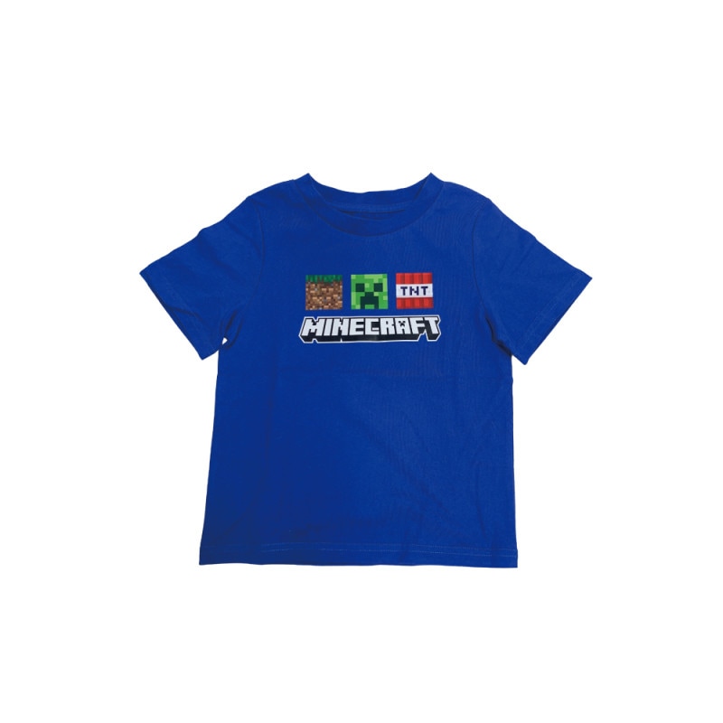 マインクラフト Tシャツ クリーパー&2ブロック ロイヤルブルー 110cm