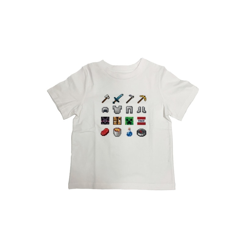 マインクラフト Tシャツ アイコン ホワイト 110cm
