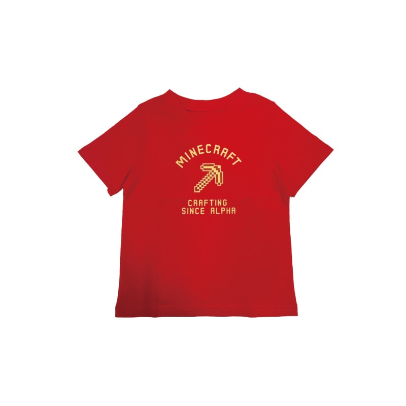 マインクラフト Tシャツ VARSITY ツルハシ レッド 110cm