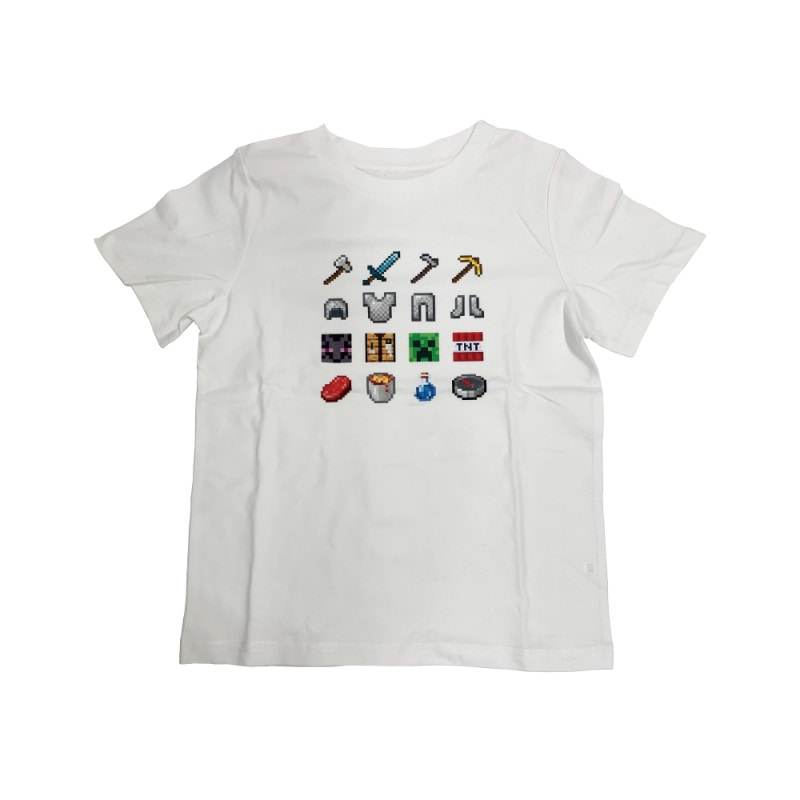 マインクラフト Tシャツ アイコン ホワイト 130cm