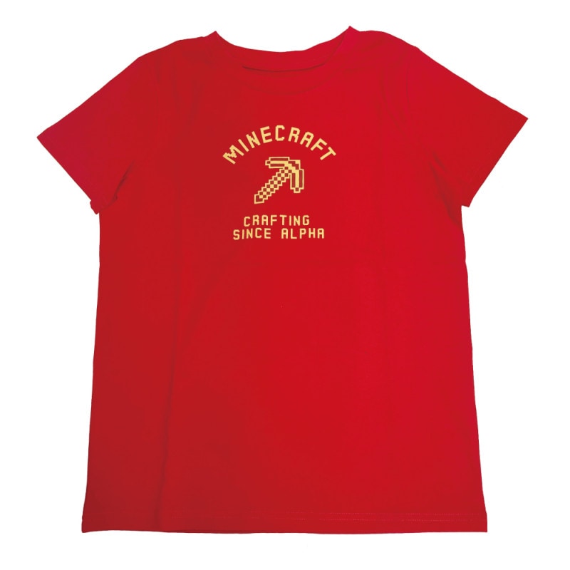 マインクラフト Tシャツ VARSITY ツルハシ レッド 150cm