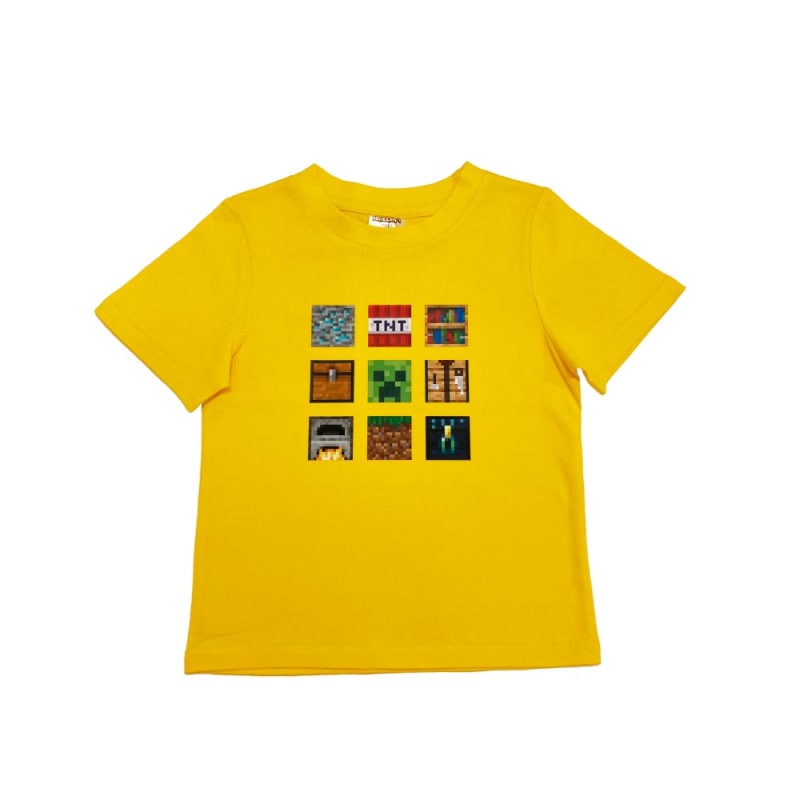 マインクラフト Tシャツ クリーパー&8ブロック イエロー 110cm