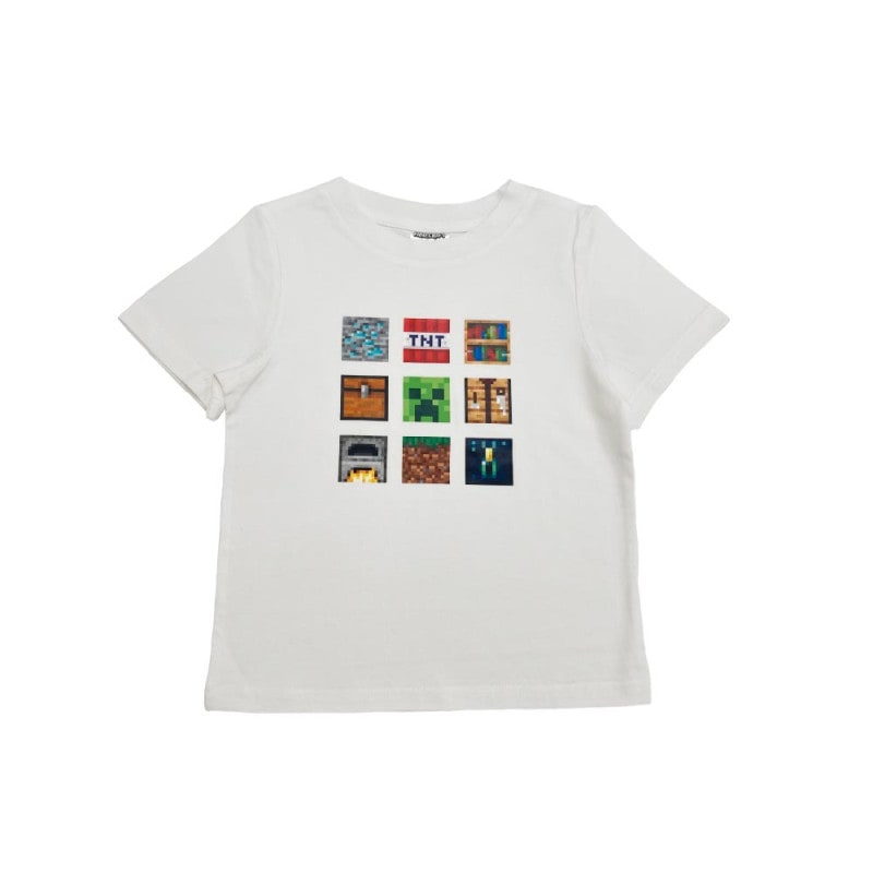 マインクラフト Tシャツ クリーパー&8ブロック ホワイト 110cm