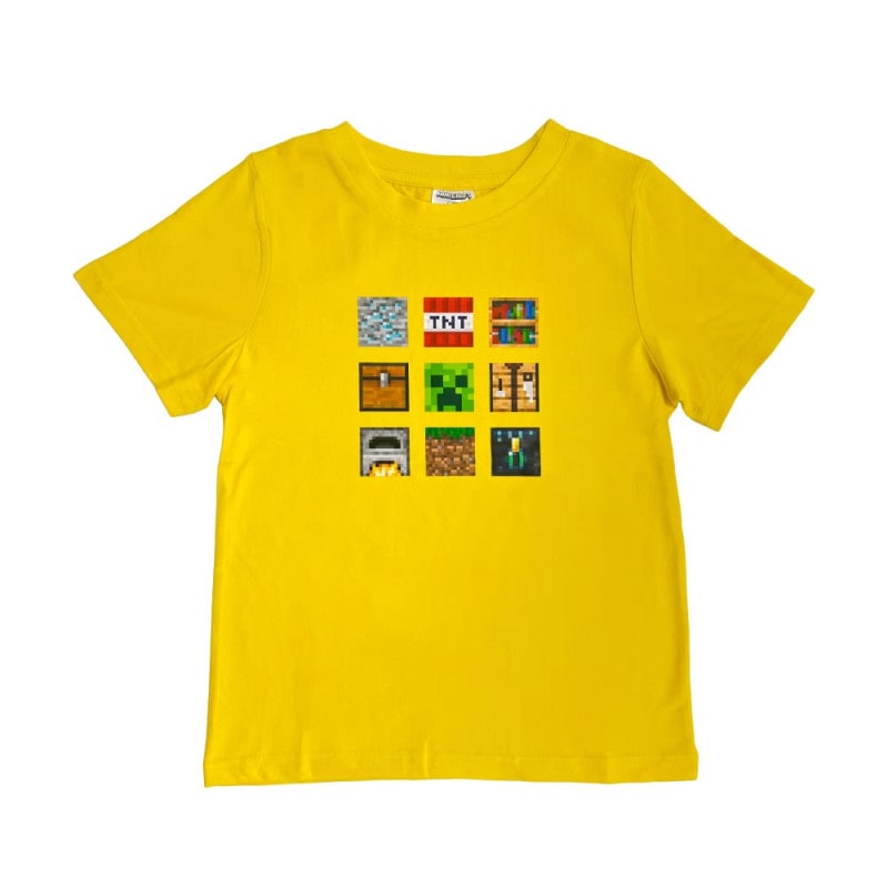 マインクラフト Tシャツ クリーパー&8ブロック イエロー 130cm
