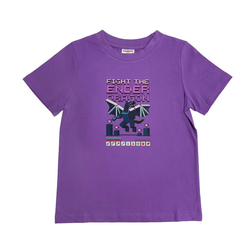 マインクラフト Tシャツ RETRO エンダードラゴン パープル 130cm