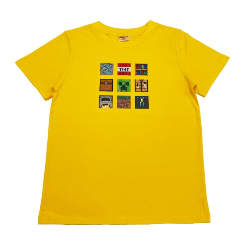 マインクラフト Tシャツ クリーパー&8ブロック イエロー 150cm