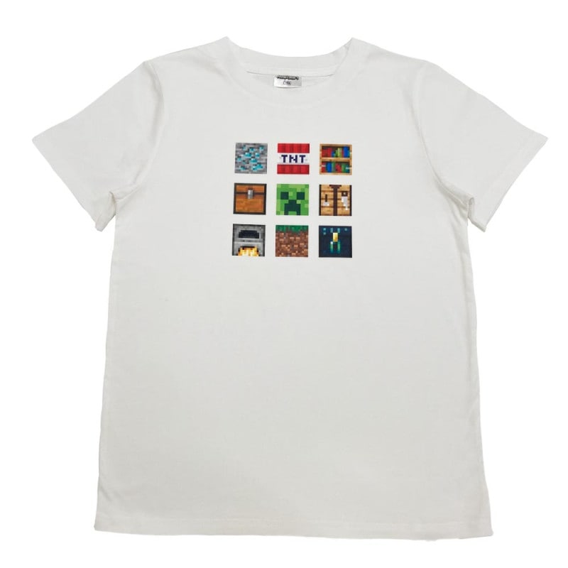 マインクラフト Tシャツ クリーパー&8ブロック ホワイト 150cm