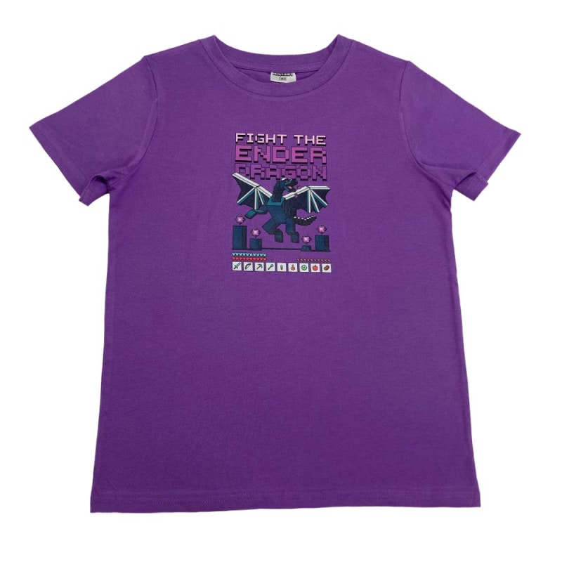 マインクラフト Tシャツ RETRO エンダードラゴン パープル 150cm