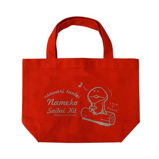 なめこ栽培キット トートバッグLove＆Peace（小）赤【nmk】