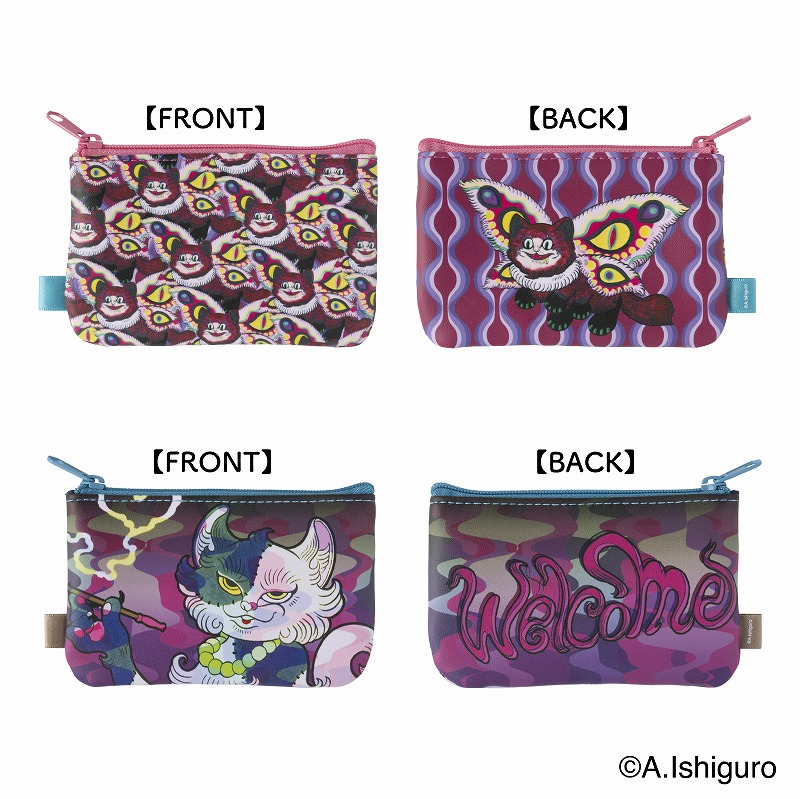 ばけねこだらけ 2個セットポーチ (モスキャット＆コールガール)