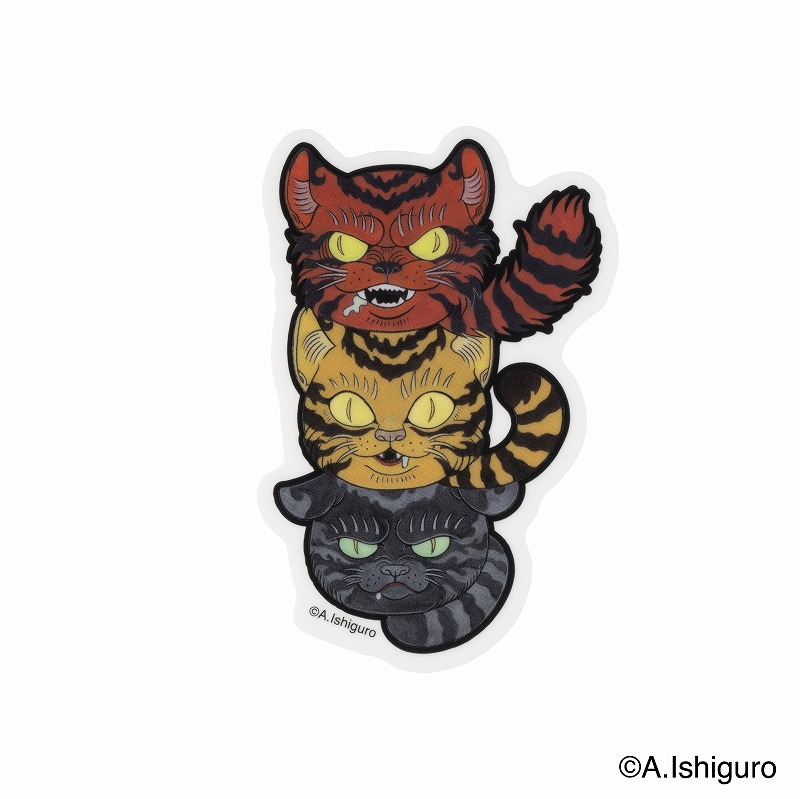 ばけねこだらけ スマホに貼れるサイズのステッカー (だるま猫)