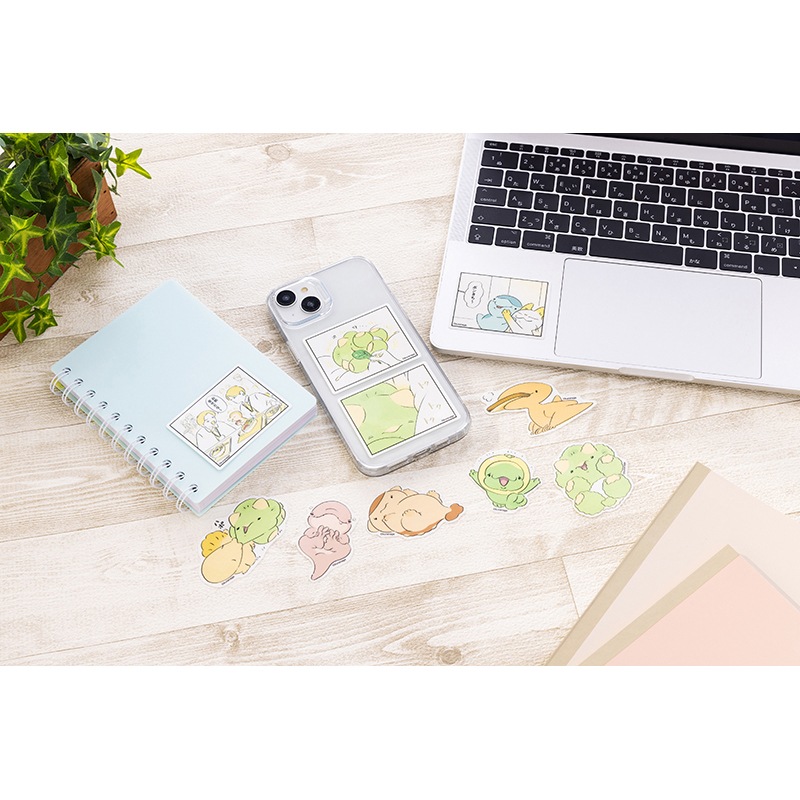 恐竜はじめました スマホに貼れるサイズのクリアステッカー(カボス