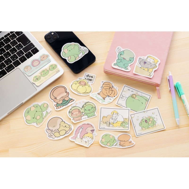 恐竜はじめました スマホに貼れるサイズのクリアステッカー(砂浜