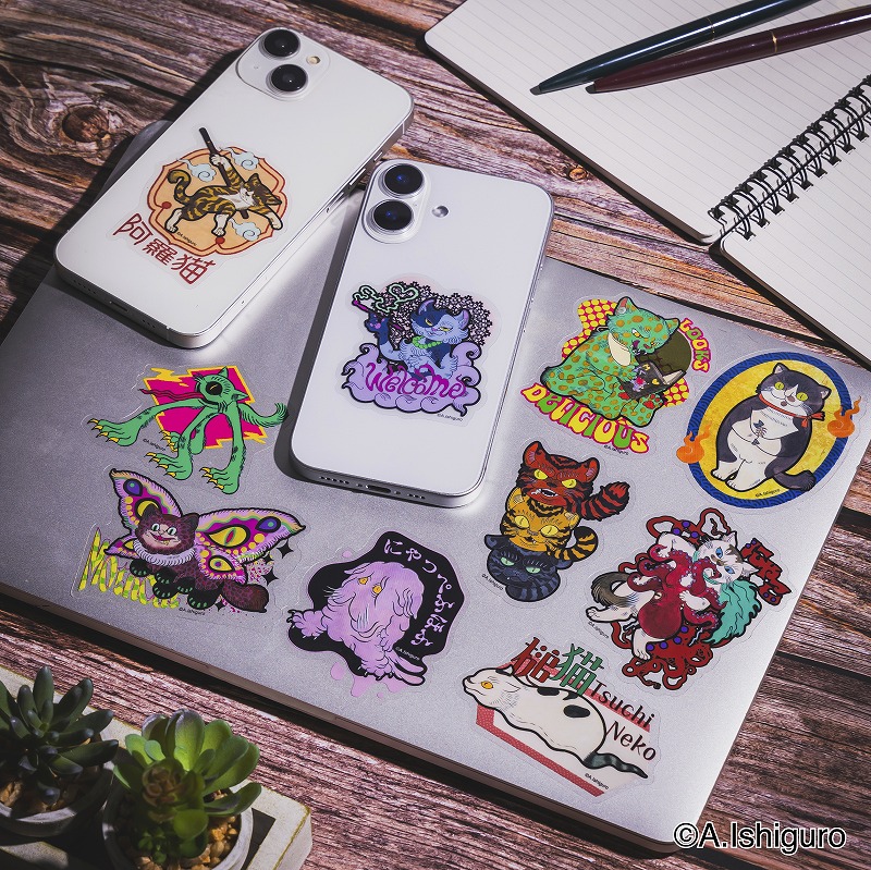 graffiti ねこぼーろ ばけねこだらけ スマホに貼れるサイズのステッカー (にゃっぺふほふ